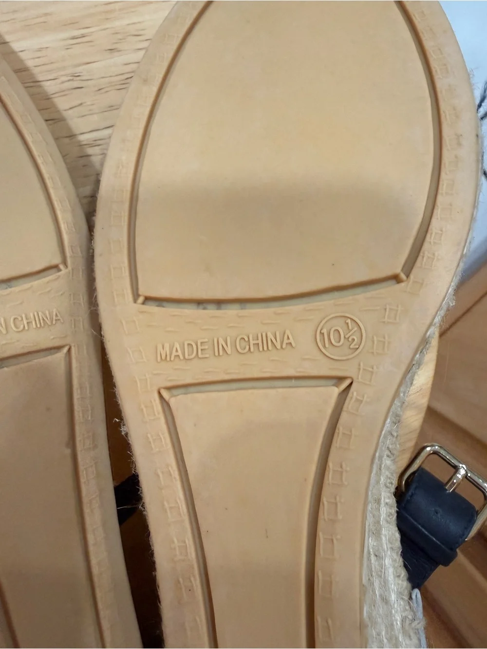 Talbots 10.5 Navy White Leather Espadrille Wedge Sandals Coasta